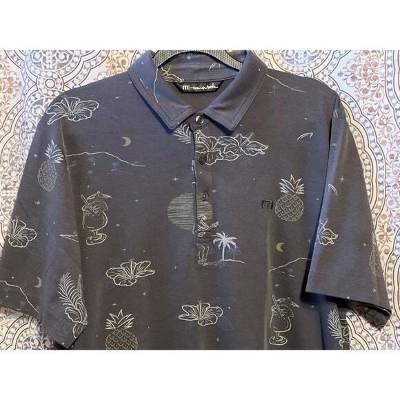 Travis Mathew Mens Hawaiian Print Polo Shirt Size M - Picture 4 of 12